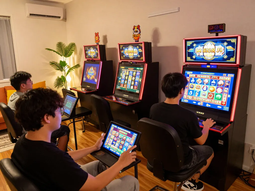 Engaging with game nổ hũ on a tablet in a cozy home gaming atmosphere.