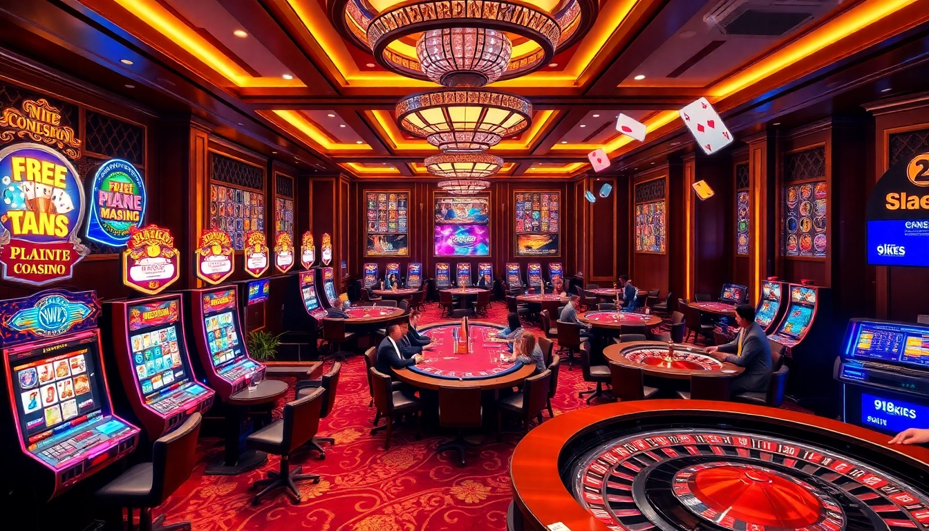 Experience thrilling gameplay with free credit 918kiss at vibrant online casino tables, showcasing excitement and luxury.