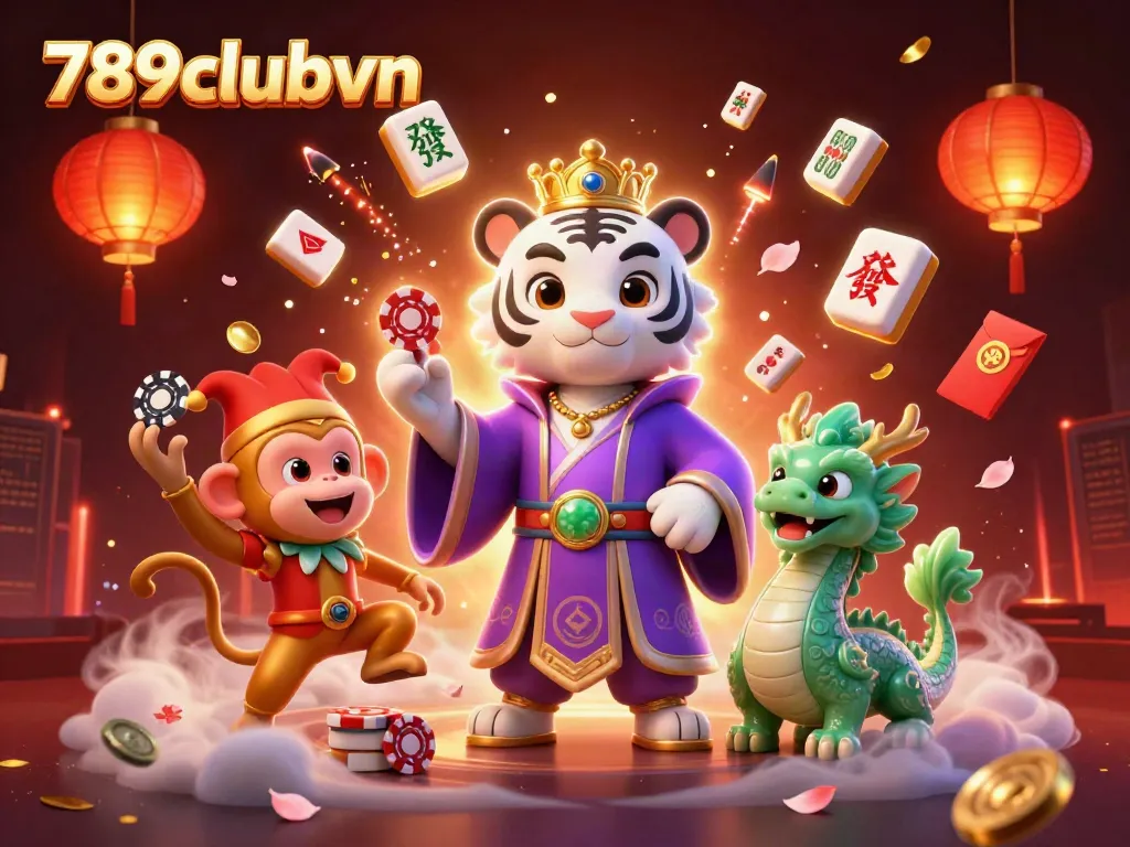 Experience the magic of gambling with 789clubvn's vibrant casino scene featuring lucky characters.