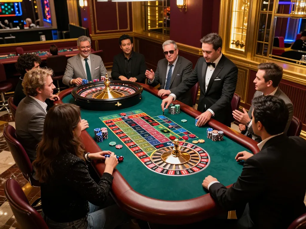 Experience the thrill of roulette at fly88 com with colorful chips and players eagerly placing bets