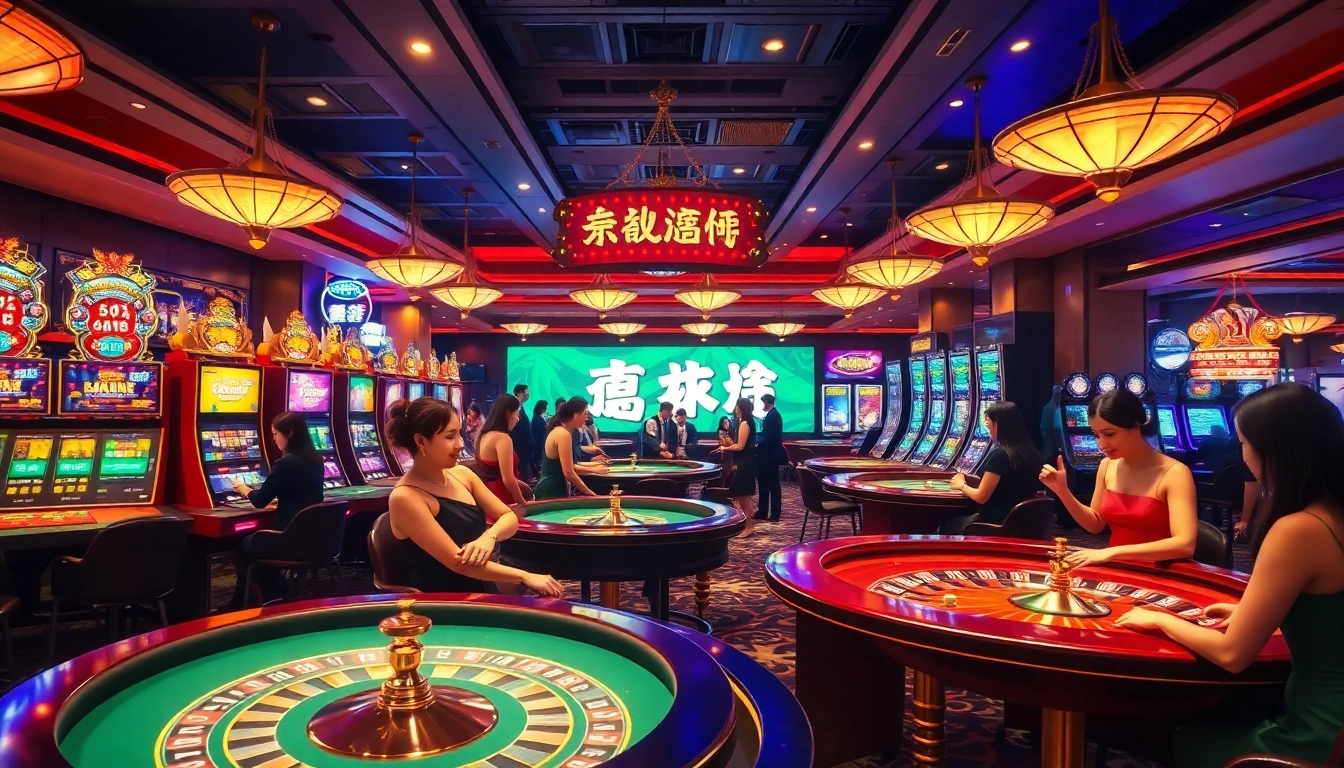Engaging casino scene showcasing players at 壹發娛樂, enjoying various games in a luxurious setting.