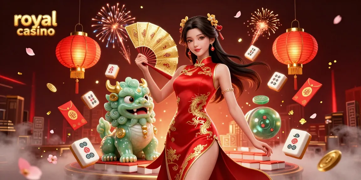 Experience the excitement of royal casino with an elegant dealer, playing cards, and rich casino elements.