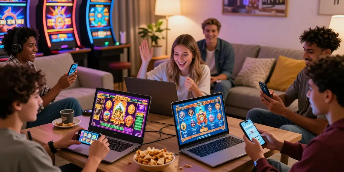 Exciting slot88 gaming session showcasing diverse players in cozy living room.