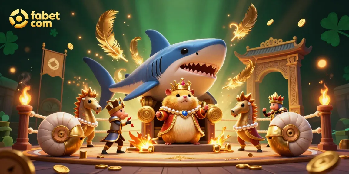 Experience thrilling action at fabet com with a powerful golden hamster king in a vibrant casino scene.