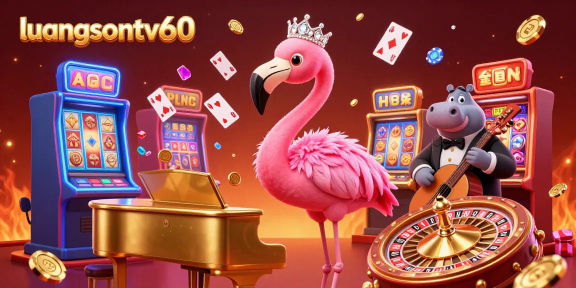 Experience winnings and excitement at luongsontv60 with vibrant casino-themed illustration, lively characters, and dynamic gambling elements.