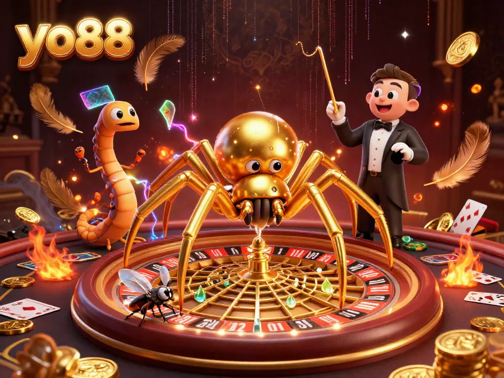 Engage in thrilling bets at yo88's live casino with a spider dealer and vibrant roulette.