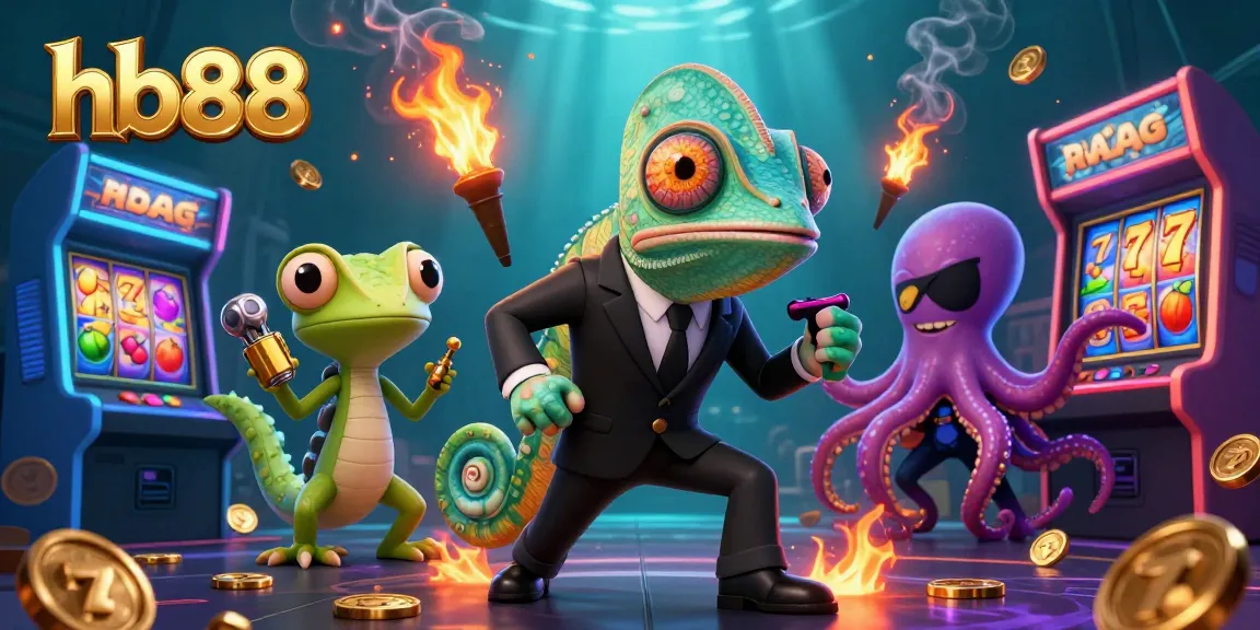 Experience thrilling gameplay with hb88 as a 3D chameleon and companions explore exciting casino adventures.