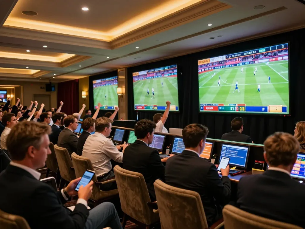 LC88 bettors engaging in high-stakes sports betting with live action and excited crowds
