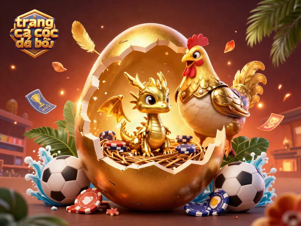 trang cá cược đá bóng với hình ảnh rồng vàng và bóng đá đang chiếm ưu thế trong cảnh tượng hào nhoáng