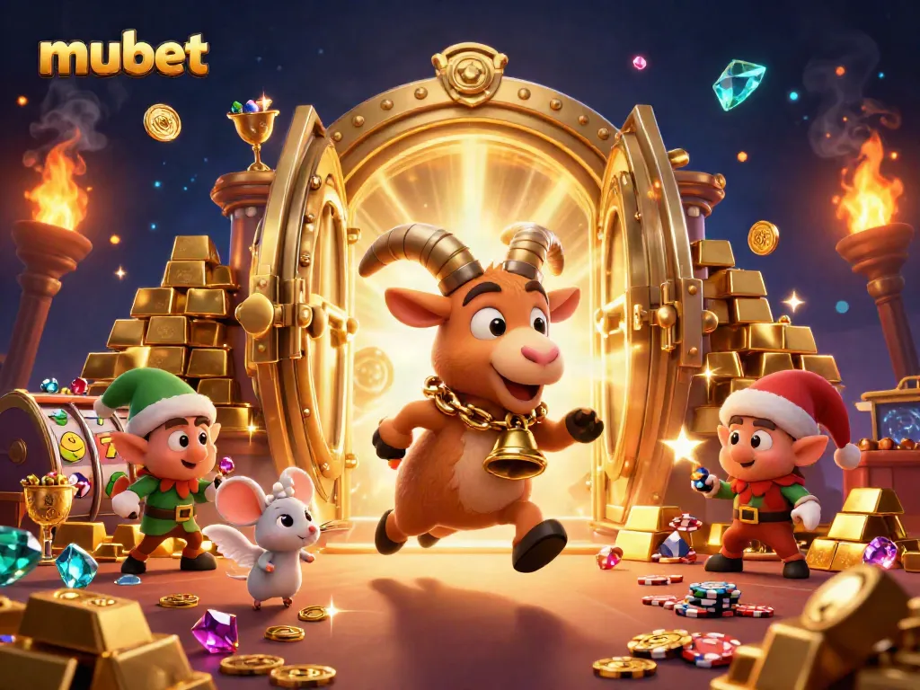 Experience the excitement of mubet with festive Krampus and friends in a lively casino scene.