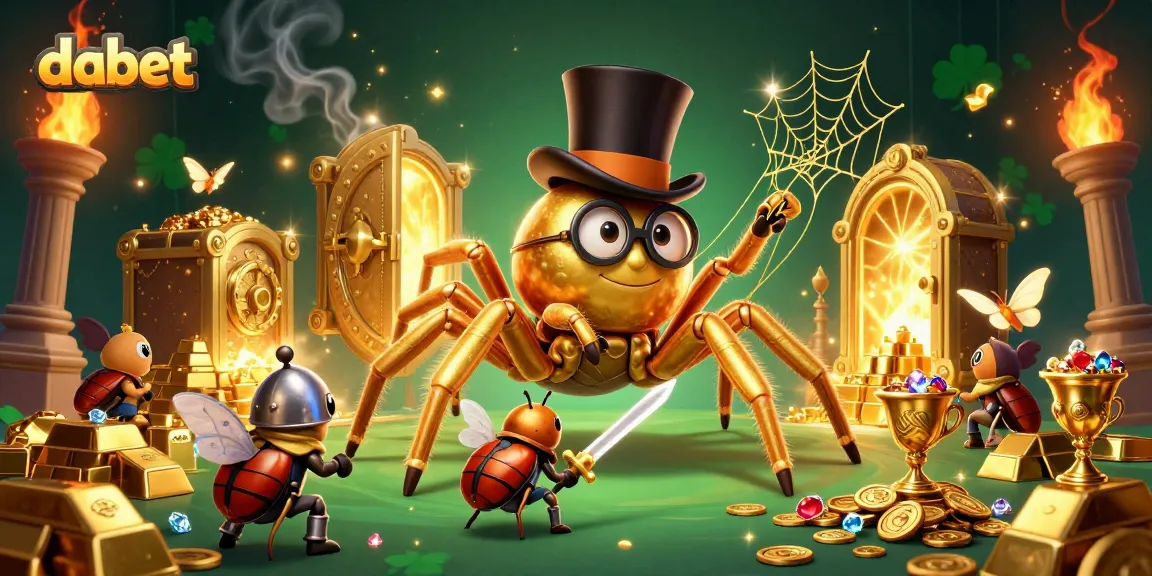 dabet's vibrant 3D cartoon scene illustrates thrilling casino adventures with gold and gemstones.