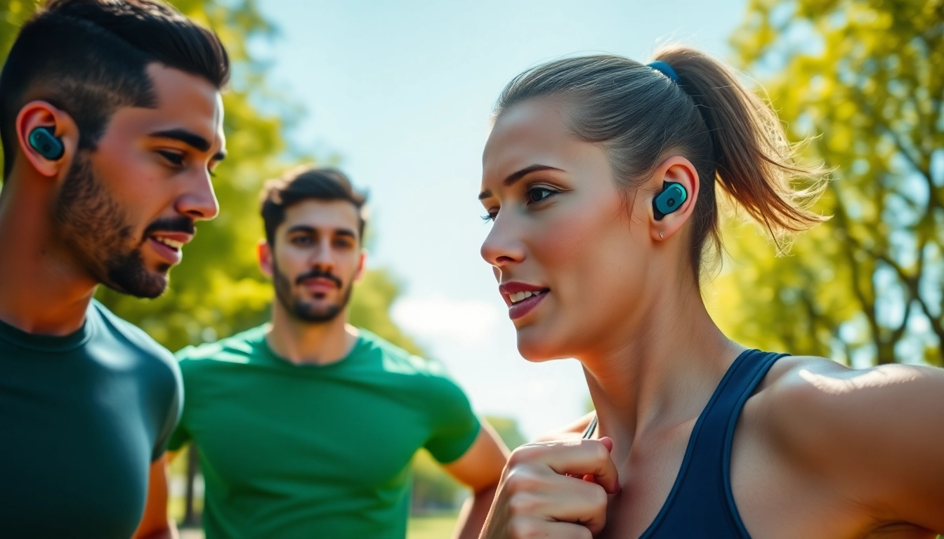 Engaged athletes wearing Shokz headphones highlight innovative sound technology during workouts.