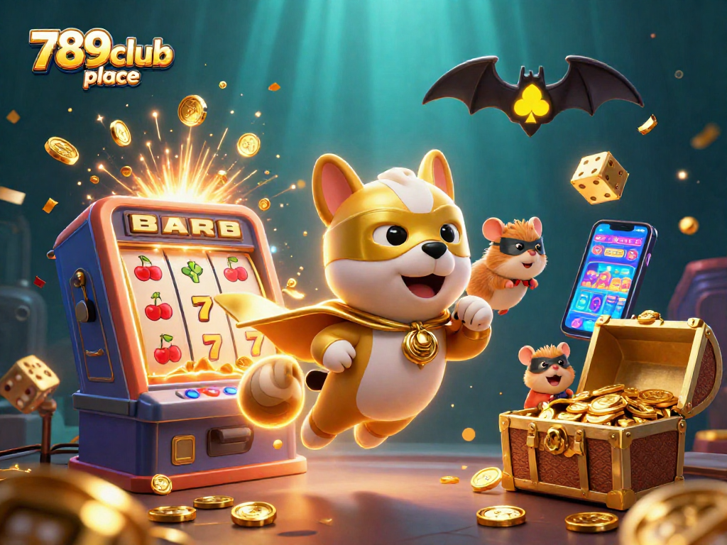 Experience the thrill of winning at 789club place with animated casino character action.