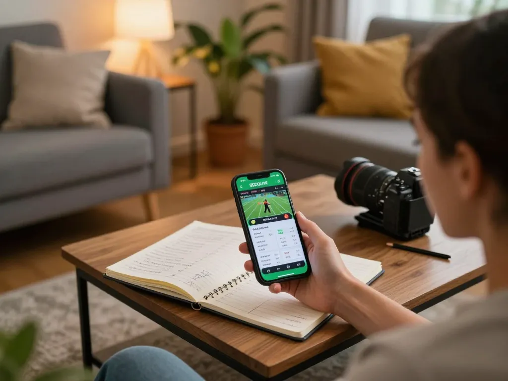 SOCOLIVE app in action as a user places a bet on sports in a cozy home setting.