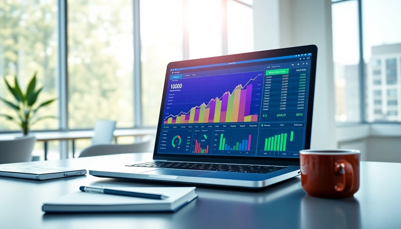 Calculate financial opportunities with the Arbitrage Calculator interface in a modern office.