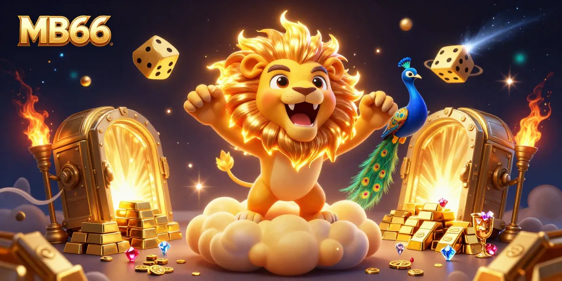 Experience the excitement of MB66 with a dynamic 3D illustration featuring casino elements and vibrant characters.