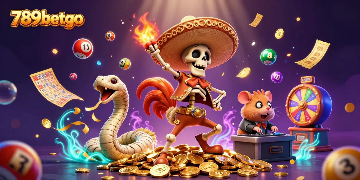 Immerse in the vibrant and dynamic casino world with the 789betgo game illustration showcasing fun characters and lottery elements.