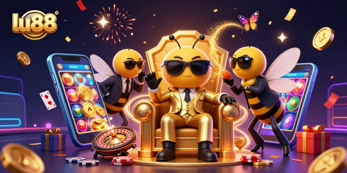 Experience exciting gaming at lu88 with a lively scene of animated casino characters and vibrant game elements.