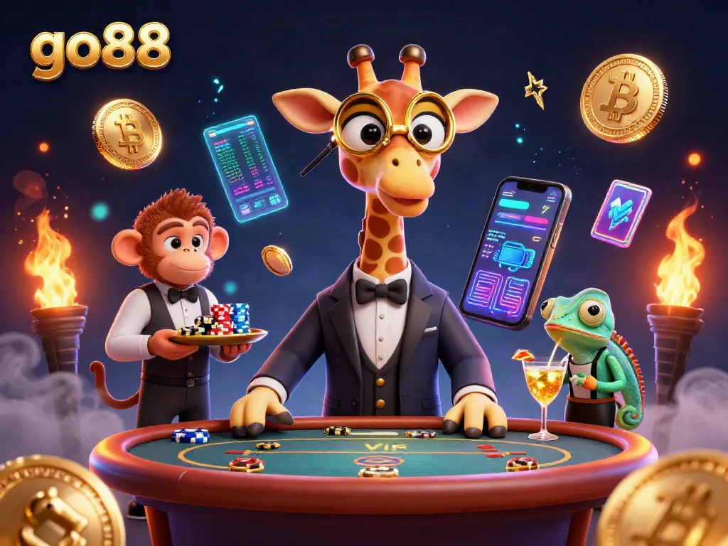 Trải nghiệm sòng bài trực tuyến với go88, hươu cao cổ mặc vest bạc triệu và giao diện đẳng cấp.