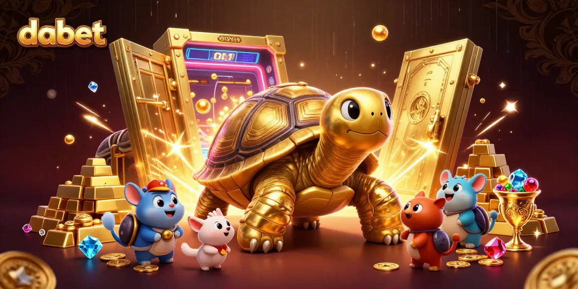 Experience thrilling gameplay at Dabet with a colossal tortoise pinball machine illustration.