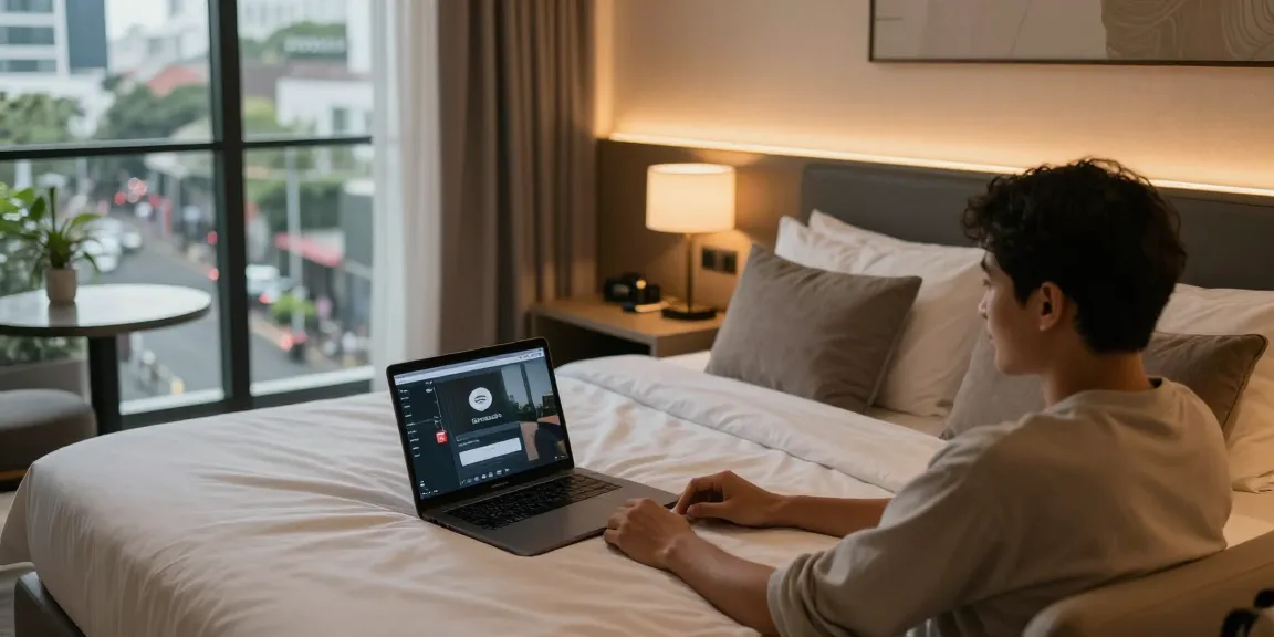 Experience the comfort of ROKOK88 hotel in Kebayoran Baru, Jakarta, featuring a cozy room with modern décor.